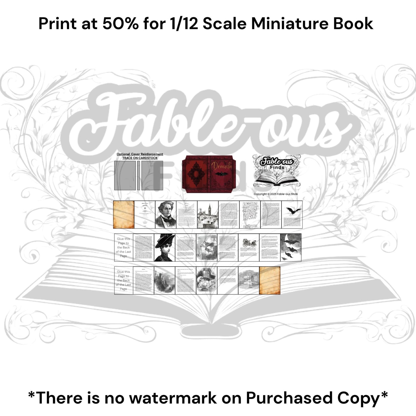 Printable Dracula Miniature Book - Instant PDF Download