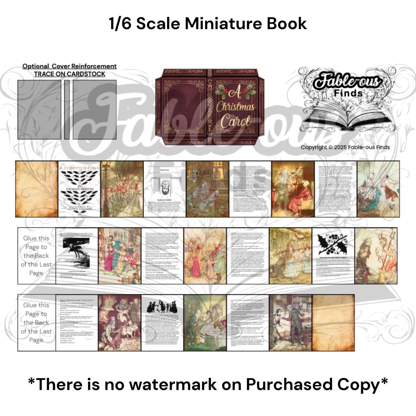 Printable A Christmas Carol Miniature Book - Instant PDF Download