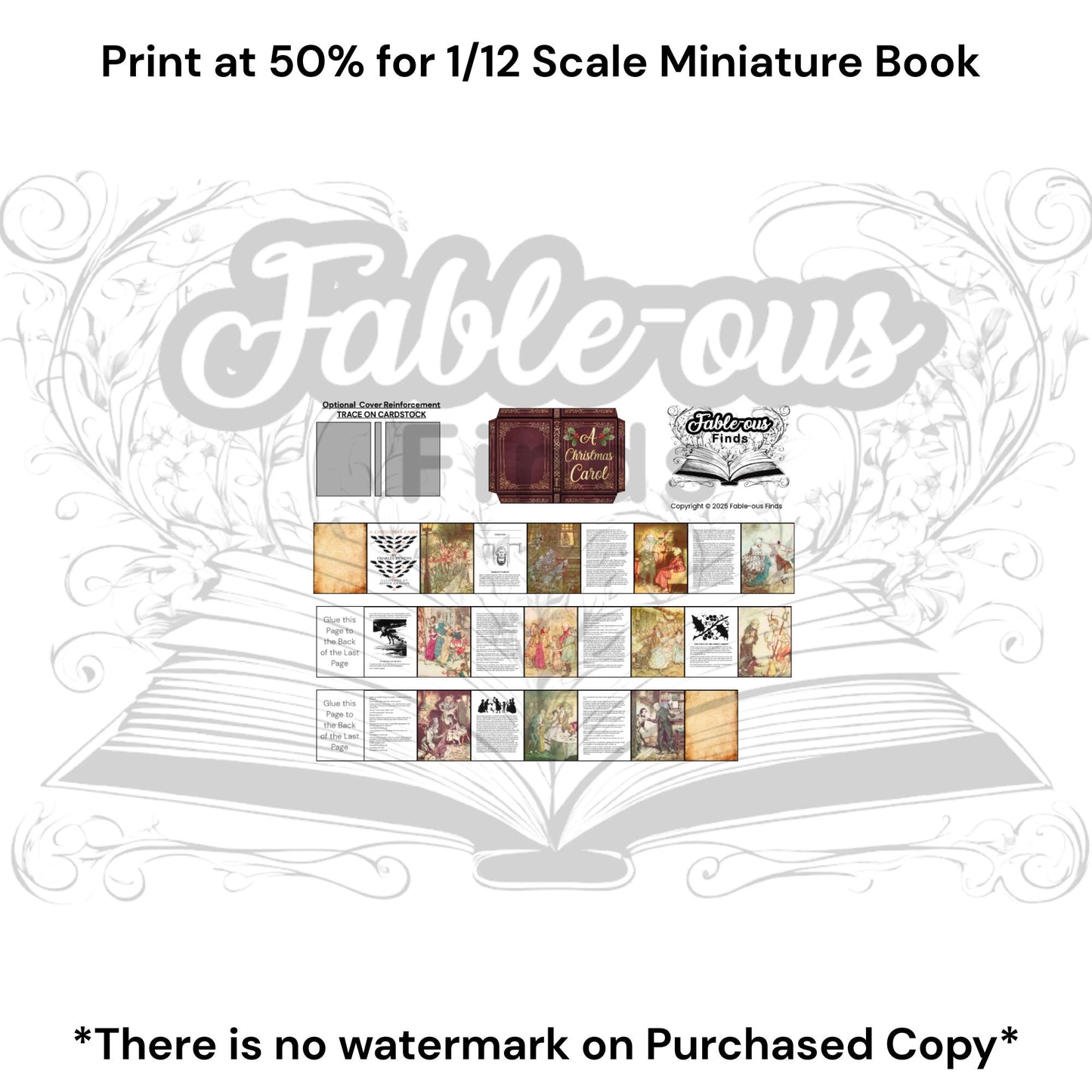 Printable A Christmas Carol Miniature Book - Instant PDF Download