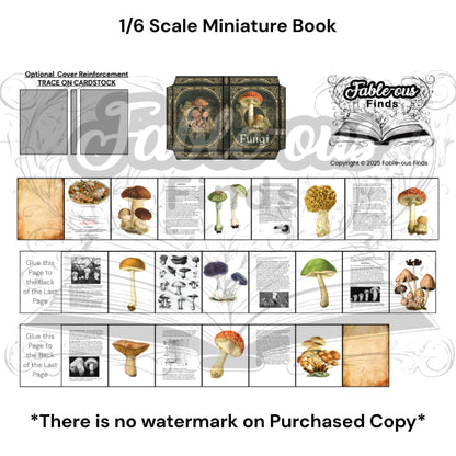 Printable Fungi Miniature Reference Book - Instant PDF Download