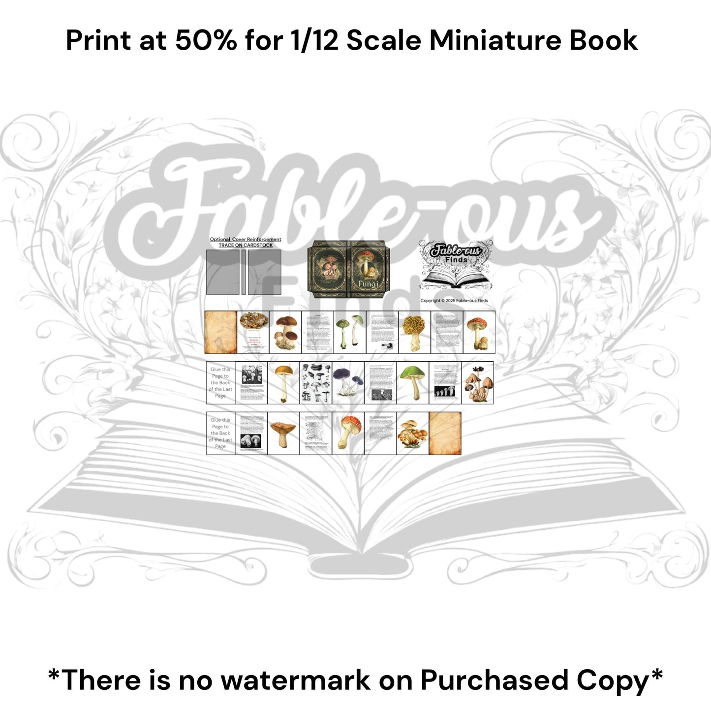 Printable Fungi Miniature Reference Book - Instant PDF Download