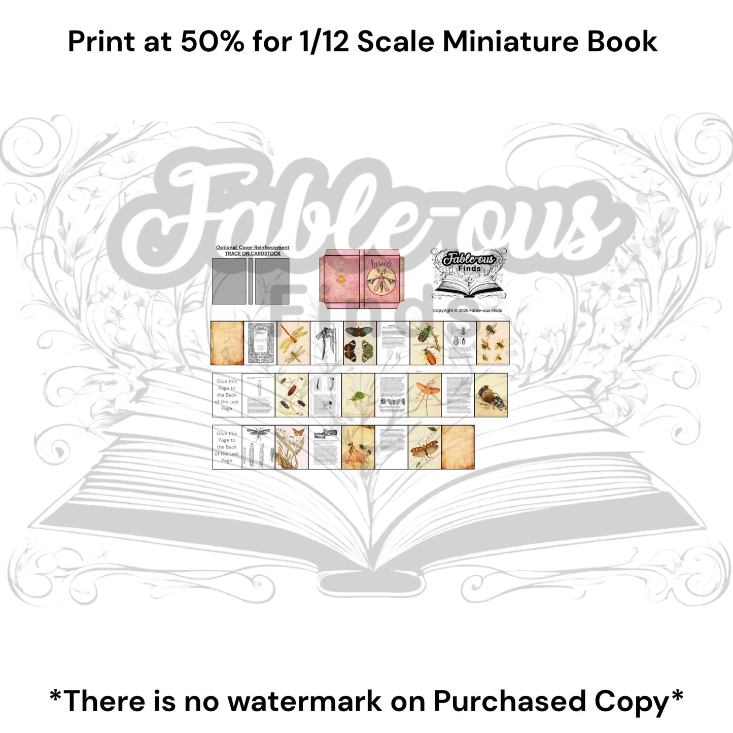 Printable Insects Miniature Reference Book - Instant PDF Download