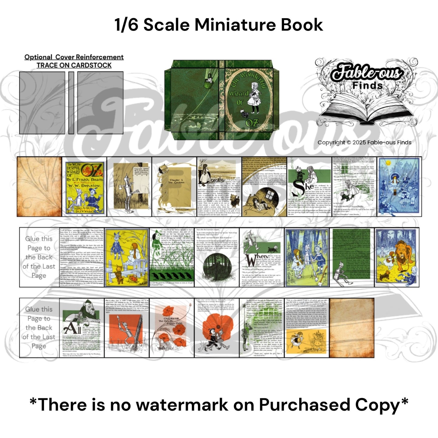 Printable The Wonderful Wizard of Oz Miniature Book - Instant PDF Download